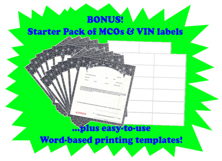 Trailer Manufacturer Starter Packet VIN labels and MCOs